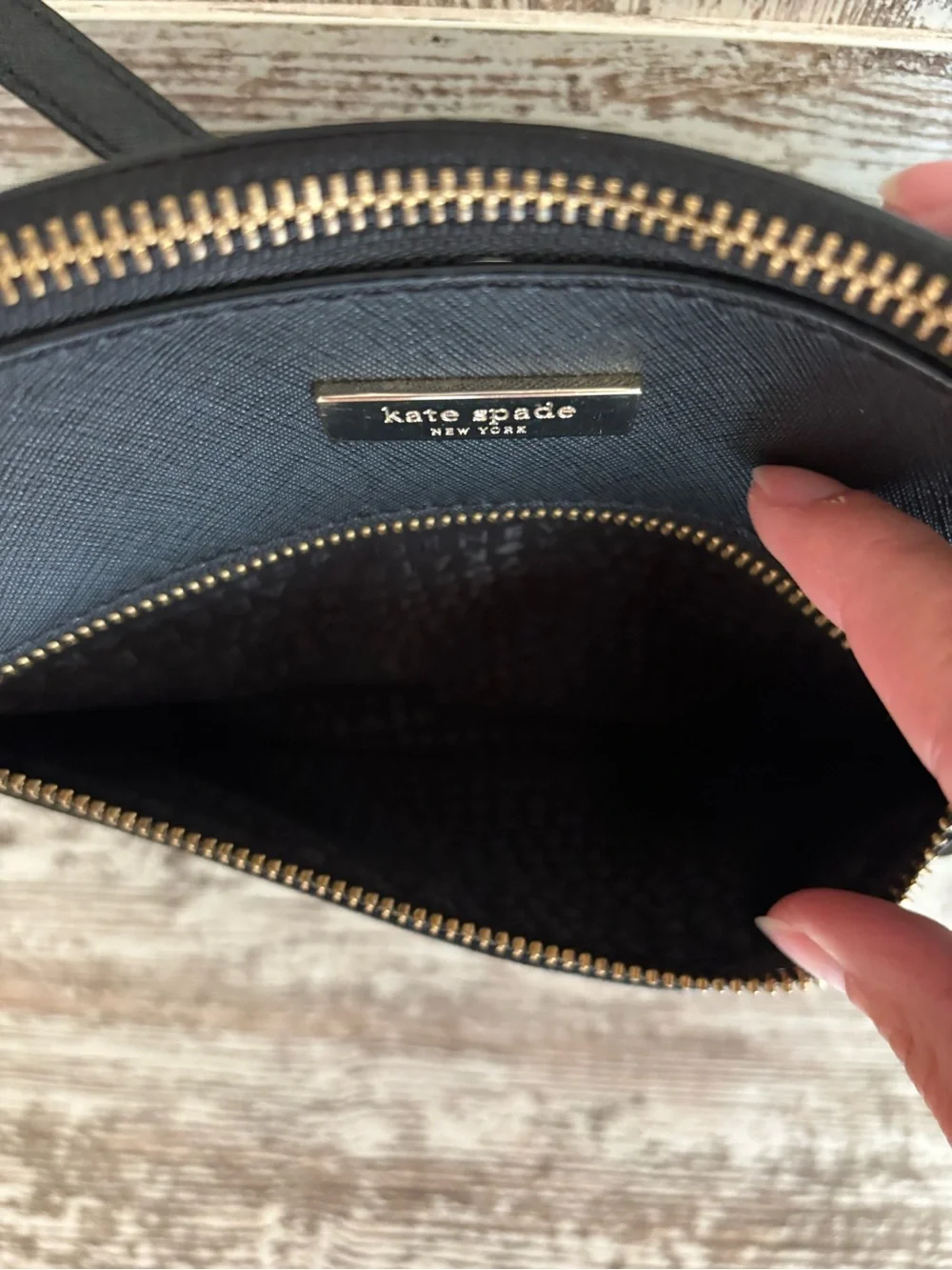 kate spade Black Saffiano Crossbody with Front Zip